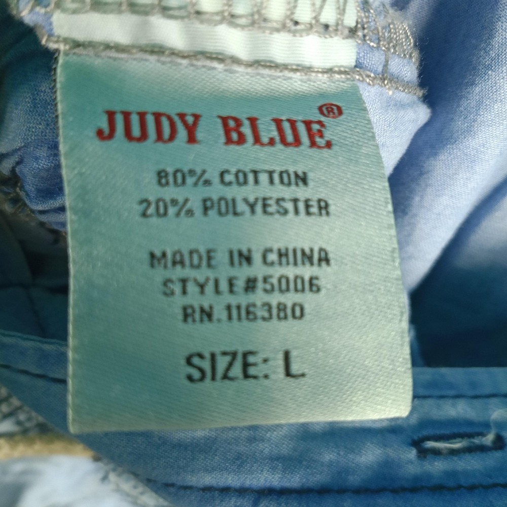 Judy Blue Romper Women Large Blue Chambray Denim Long Sleeve Pockets Drawstring - Picture 3 of 10